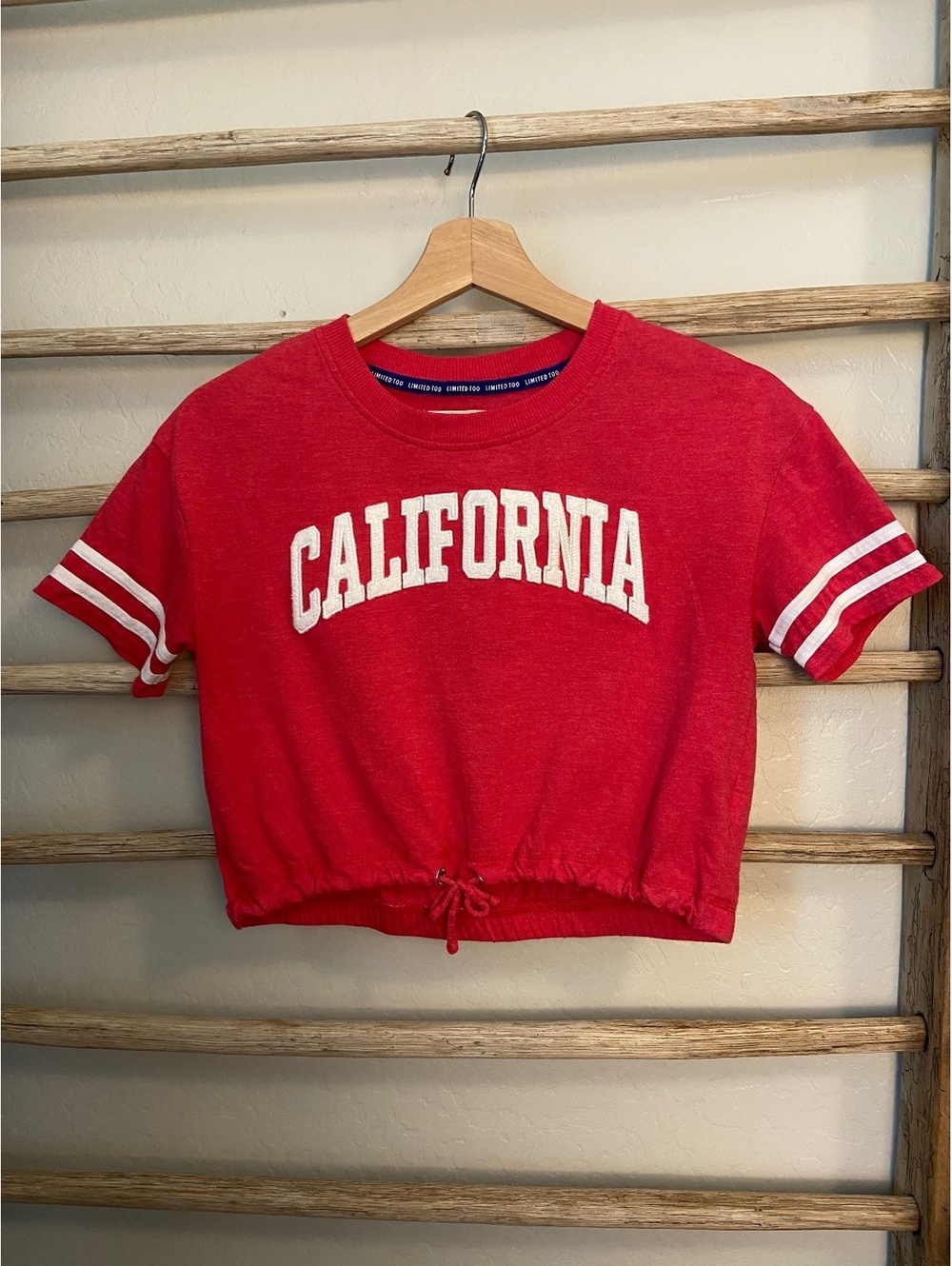 Limited Too Red California Graphic Crop Top Shirt Medium 10